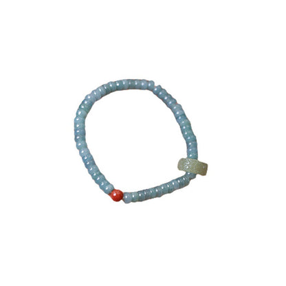 Blue Water Jade Abacus Beads Single Ring Bracelet Hetian Jade Flexible Ring South Red Accessories Hand Jewelry Lucky Lucky Bracelet
