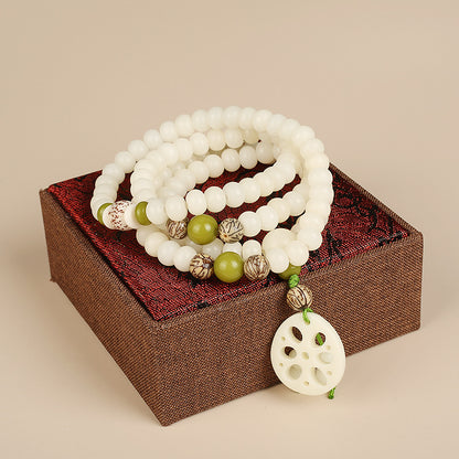 Custom Processing Original Natural Bodhi Root Bracelet White Jade Bodhi108Buddha Beads Prayer Beads Bodhi Bracelet