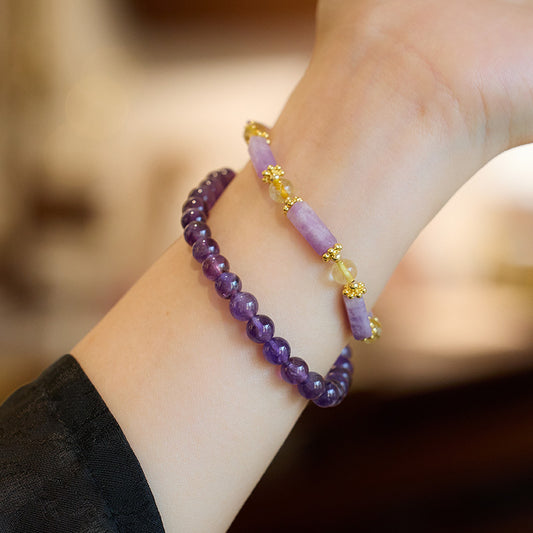 Natural Amethyst Bracelet for Women Violet Purple Jade Double Layer Bracelet Purple Crystal Gemstone High-end Bracelet