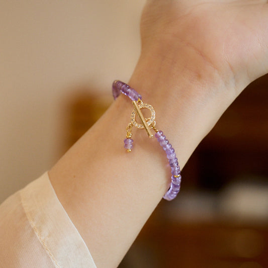 Natural Amethyst Bracelet for Women Nine Purple Fire Calculation Plate Beads OT Crystal Bracelet Gift