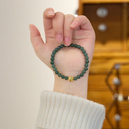 Natural Source6MM Blue Water Jade Bracelet for Women with Filigree Enamel and Lucky Jade A Handmade Bracelet