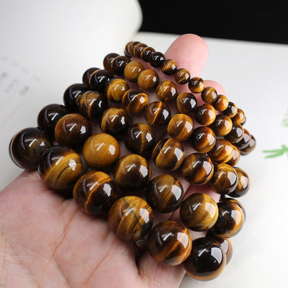 Jiaer Same Style Natural2A Premium Tiger Eye Stone Bracelet Wood Transformation Stone Tiger Clear Stone Bracelet High-end Couple Bracelet