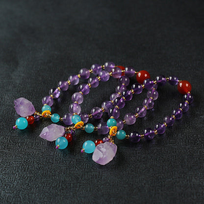 Cross-Border Hot Sale Natural Lavender Amethyst Rock Bracelet Raw Ore Irregular with Shape Purple Vug Raw Ore Bracelet