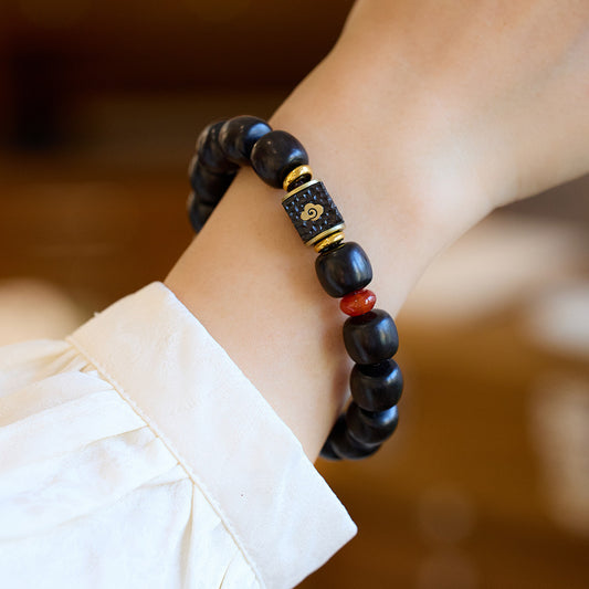 Nanjing Jiming rosewood ebony bracelet auspicious clouds like rain temple with the same Buddha beads rosary bracelet men