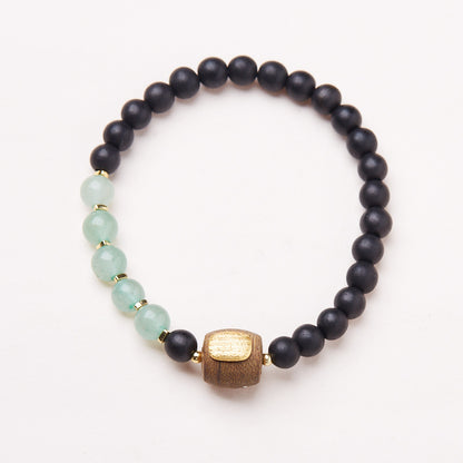 Half Mountain Half Water Soil Agarwood Green Aventurine Five-Striped Sutra Bracelet Niche High-End Hand String Gift Live Source