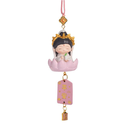Temple Cute Car Rearview Mirror Decoration Bag Hanging Ornament Creative Gift Blessing Little Buddha Little Guanyin Car Hanging