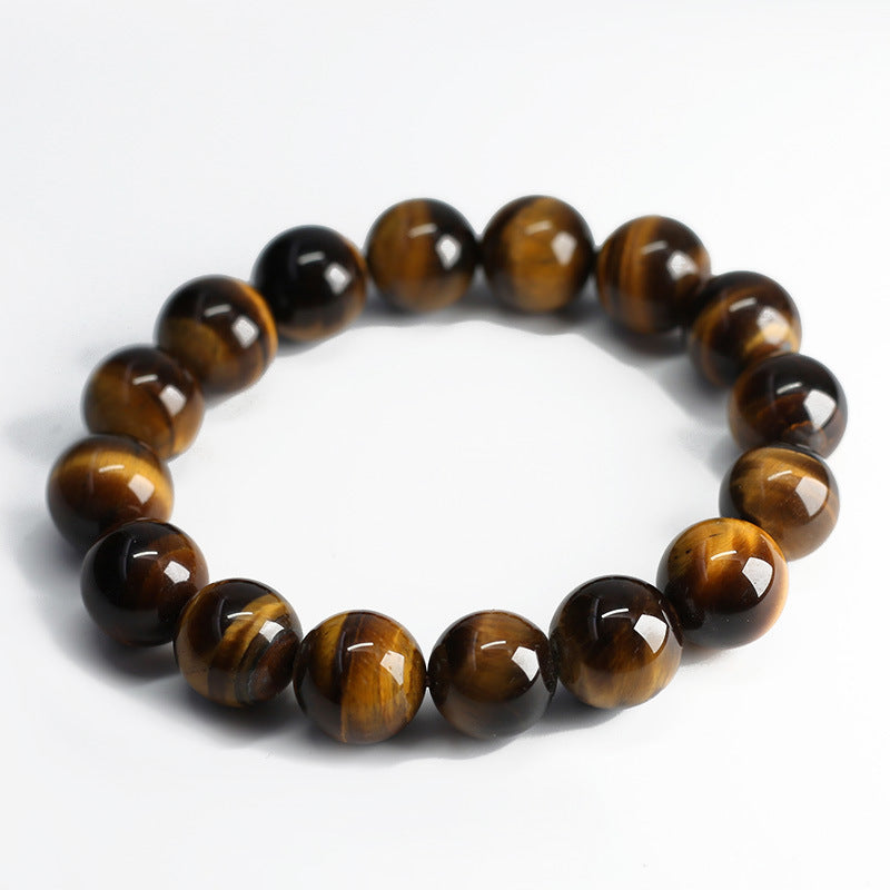 Jiaer Same Style Natural2A Premium Tiger Eye Stone Bracelet Wood Transformation Stone Tiger Clear Stone Bracelet High-end Couple Bracelet