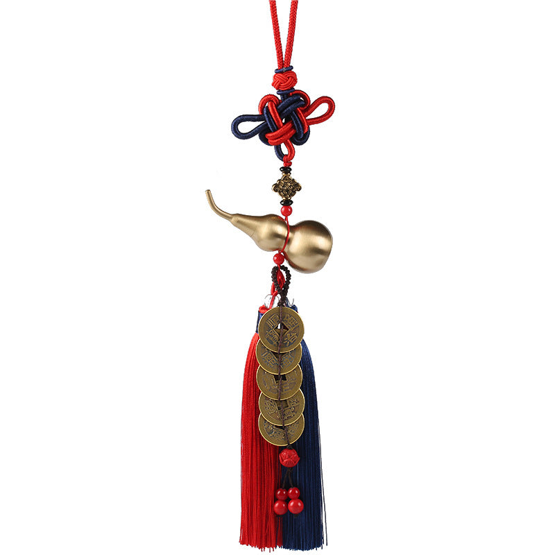 Pure Copper Gourd Five Emperor Coins Car Hanging Brass Copper Coin Gourd Car Hanging Ornament Decoration