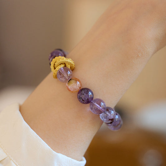Natural Purple Phantom Bracelet for Women Purple Treasure Bowl Nine Purple Fire Good Luck Crystal Bracelet Valentine's Day Gift