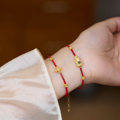 2025Year of the Snake Vajra Bracelet for Women New Chinese Style High-Value Red Glass Bracelet for Birth Year