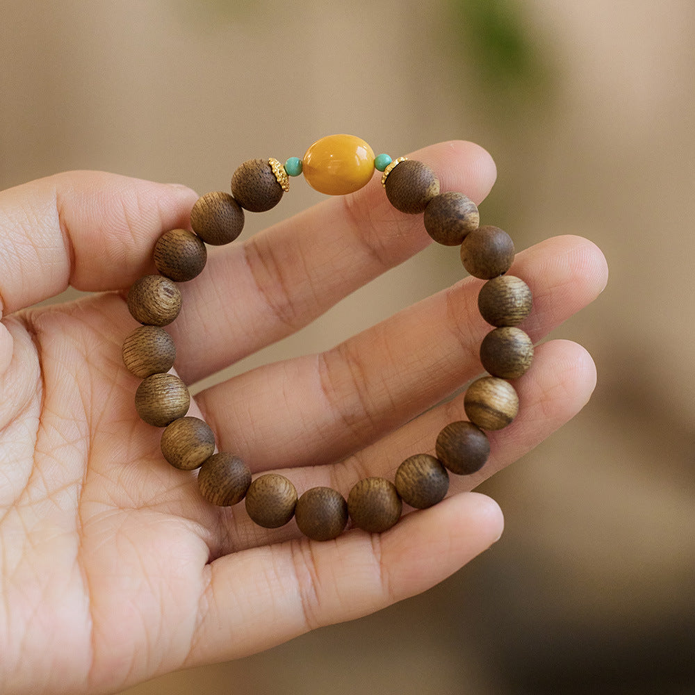 Hainan Natural Qinan Agarwood Bracelet South Red Pixiu Bodhisattva Agarwood Bead Bracelet Cultural Play Buddhist Beads