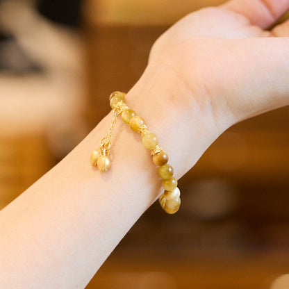Neues Tigerauge-Steinarmband im chinesischen Stil, zwei Welten, Freude, Frühling voller Freude, goldenes Tigerauge-Armband für Frauen, High-End-Sinn, Geschenk im nationalen Stil