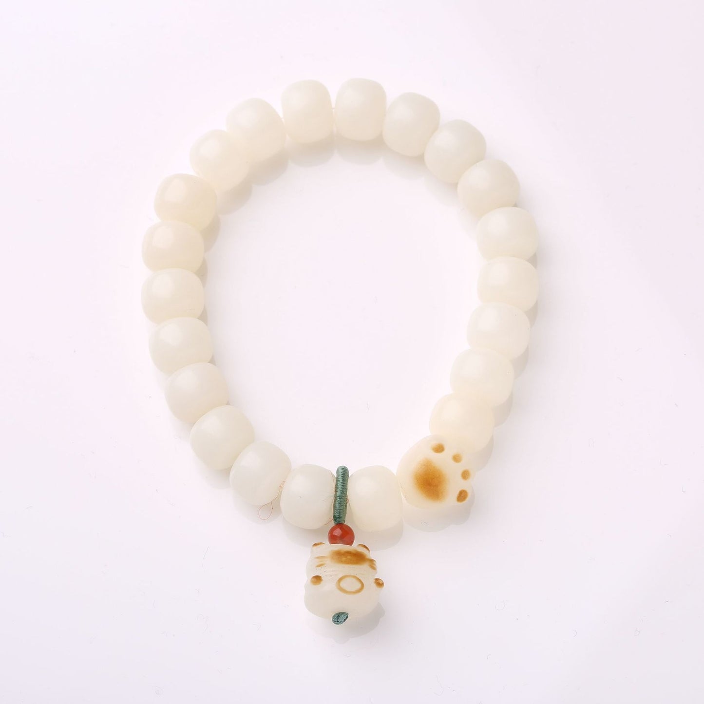Natural Hainan White Jade Bodhi Bracelet Good Luck Peach Peace Buckle DIY Design Bracelet