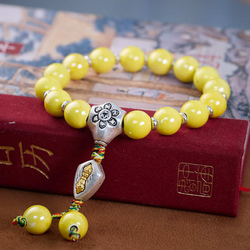 2025Year of the Snake Beijing Yongxiang Ash Glaze Bracelet Ash Porcelain Vajra Glaze Bracelet Temple Souvenir Gift