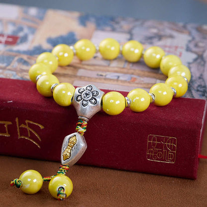 2025Year of the Snake Beijing Yongxiang Ash Glaze Bracelet Ash Porcelain Vajra Glaze Bracelet Temple Souvenir Gift