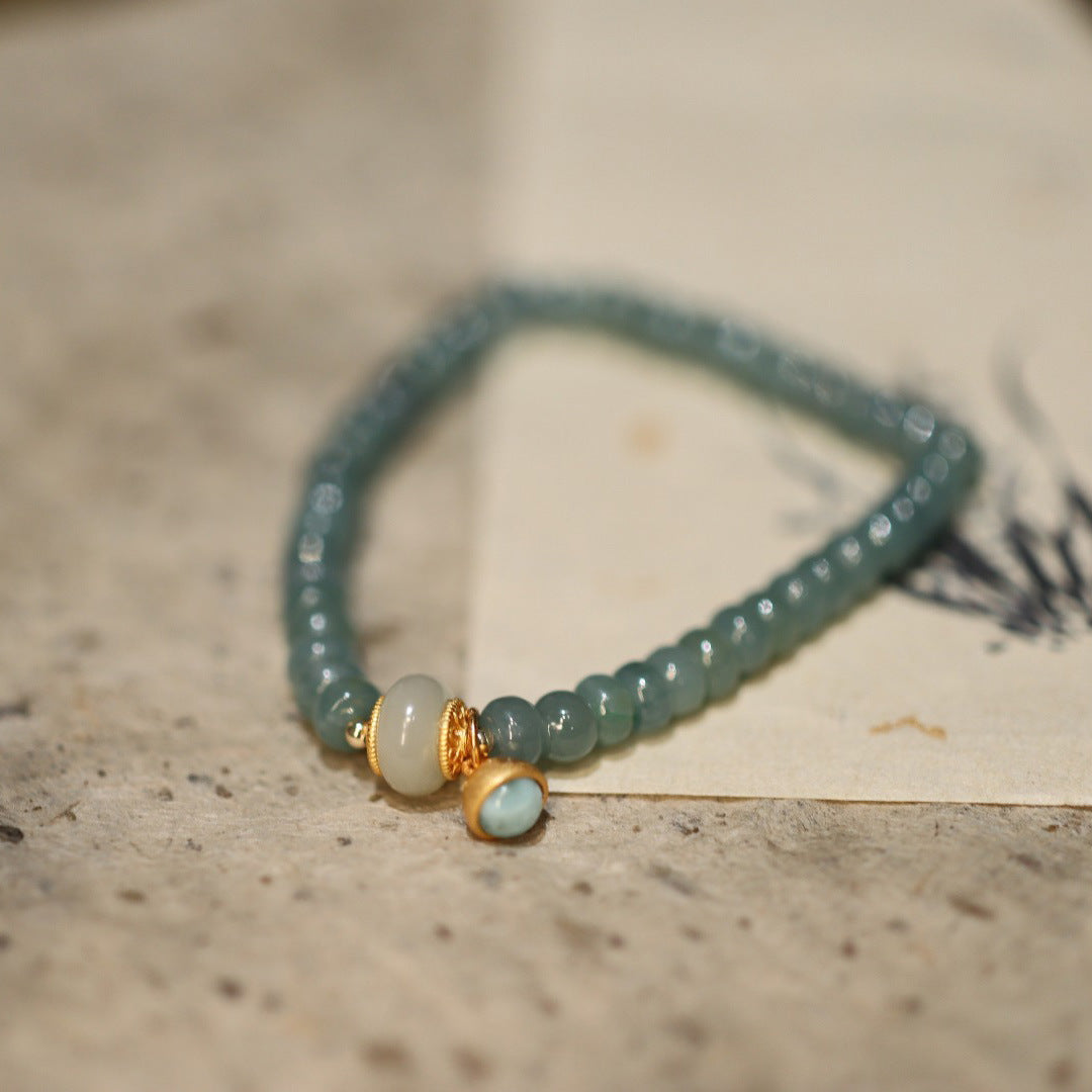 Blue Water Jade Abacus Beads Single Ring Bracelet Hetian Jade Flexible Ring South Red Accessories Hand Jewelry Lucky Lucky Bracelet