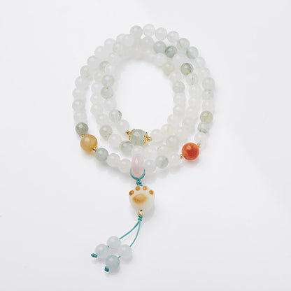 Xinjiang Natürliches Dreikreis-Goldseide-Jade-Armband für Frauen Tianshan Jadeit-Stein108Neues chinesisches Armband