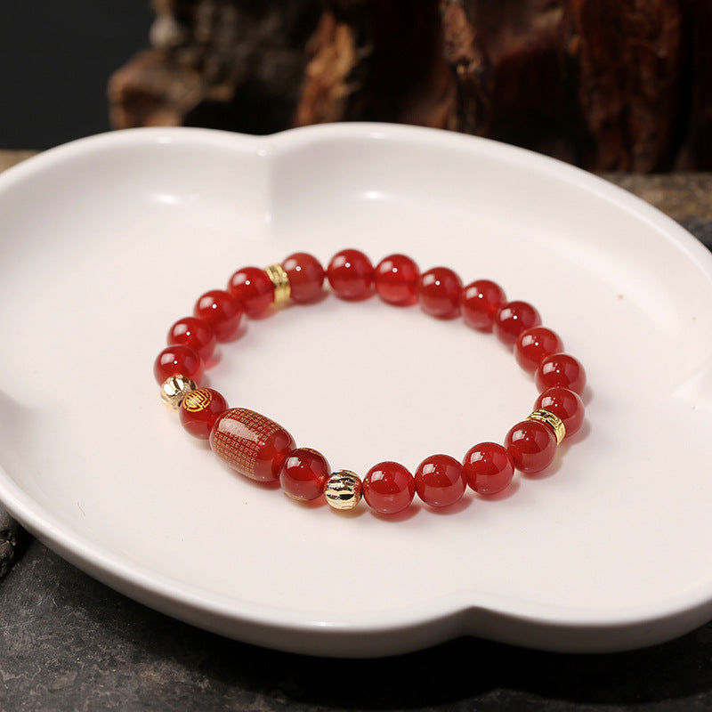 Zodiac Red Agate Bracelet with Green Agate Beads Unisex Jewelry