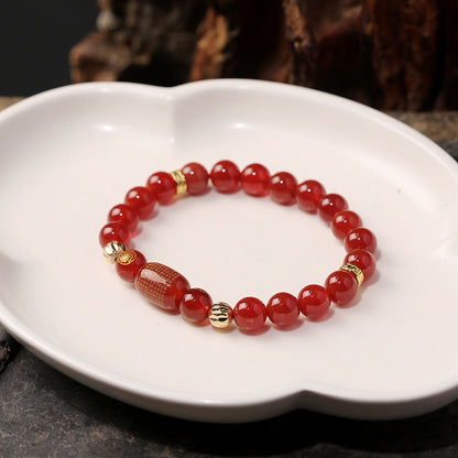 Zodiac Red Agate Bracelet with Green Agate Beads Unisex Jewelry