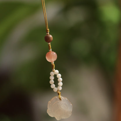 Natural Chalcedony Agate Hand Twisting Beads Phone Pendant Collection Soft Finger String Phone Chain Ancient Style Bag Strap