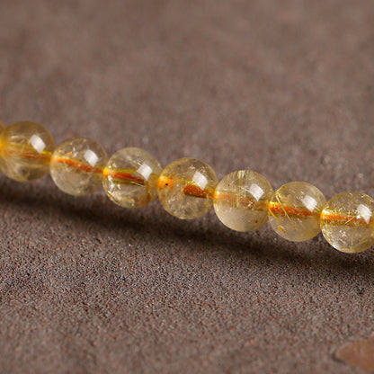 Natural Golden Rutilated Quartz Bracelet Wrap3Circle6mm Golden Rutilated Quartz Multi-Layer Bracelet Titanium Quartz Bead Bracelet Crystal Smooth and Full
