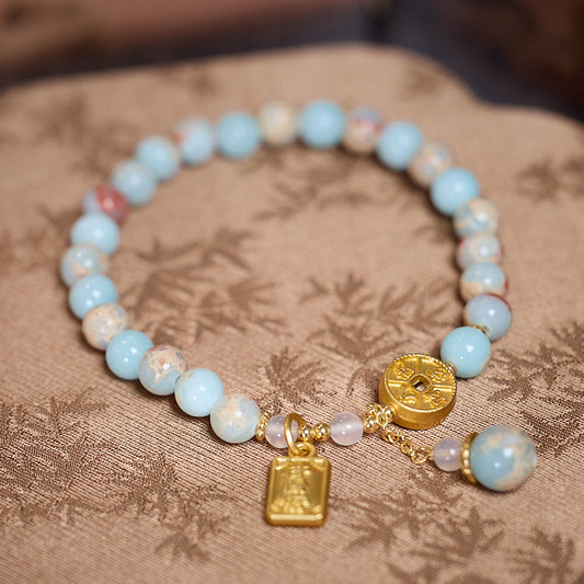 Temple6MM Shoushan Stone Bracelet Eight Directions Wealth New Chinese Zen Bracelet Stall Cultural Play Bracelet