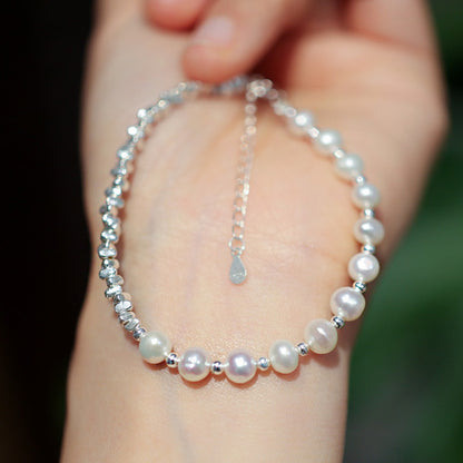 Yiyi｜Small pieces of silver S925Sterling Silver Bracelet for Women Original Niche Design Natural Crystal Beaded Bracelet Vintage Style Gift