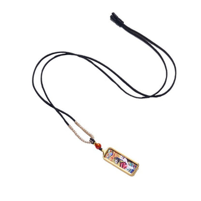 Tibetan Thangka Necklace for Women Hand-painted Gold-painted Thangka Pendant Mini Gawu Box Zakilam Yellow Wealth God Necklace