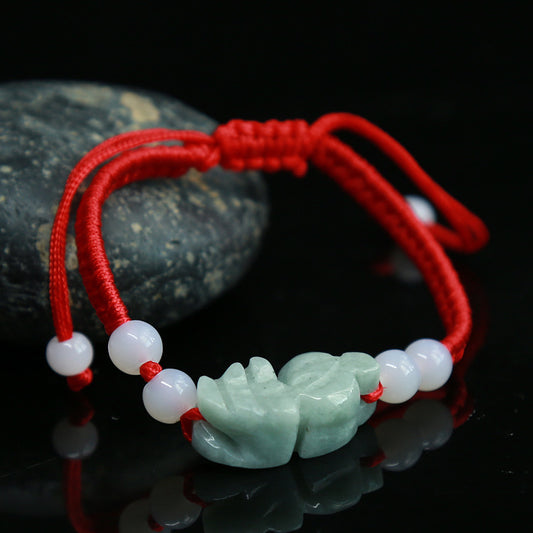 Natural emerald A Goods Red Rope Bracelet Lucky Red Rope Woven in the Year of Birth Red Carrying Strap