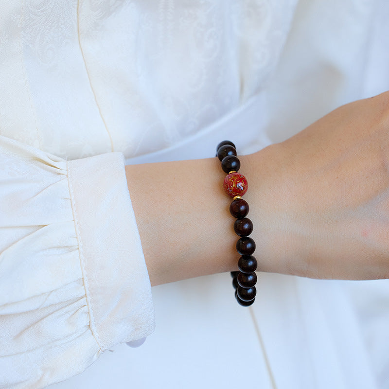 Natural Small Leaf Red Sandalwood Bracelet Authentic Old Material Sandalwood Buddha Beads Unisex Five-Way Five-Element Beads Wenwan Play Bracelet