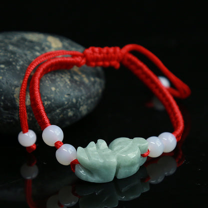 Natural emerald A Goods Red Rope Bracelet Lucky Red Rope Woven in the Year of Birth Red Carrying Strap