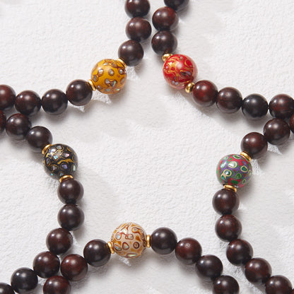 Natural Small Leaf Red Sandalwood Bracelet Authentic Old Material Sandalwood Buddha Beads Unisex Five-Way Five-Element Beads Wenwan Play Bracelet