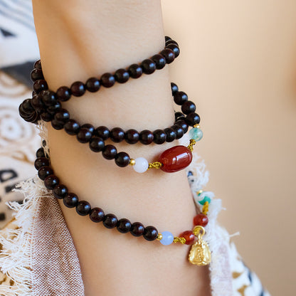 Natural Indian Authentic Pterocarpus Santalinus Bracelet108Old Materials Large Lacquer Beads Buddha Beads Bracelet Girlfriend Gifts