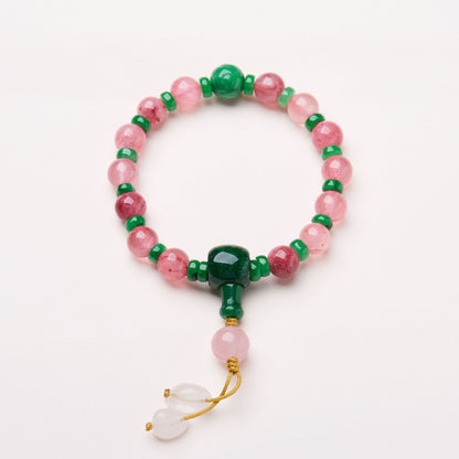 Museum Replica Qing Palace Eighteen Seeds Handheld Eighteen Beads Pink Bracelet Buddha Beads Cheongsam Brooch Pendant