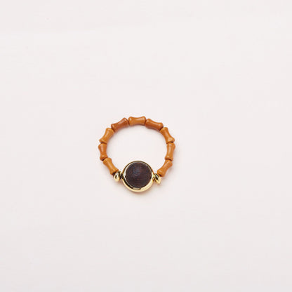 New Chinese Style Natural Fragrant Ring for Women Walnut Bamboo Tail Ring Hanfu Chinese Style Accessories