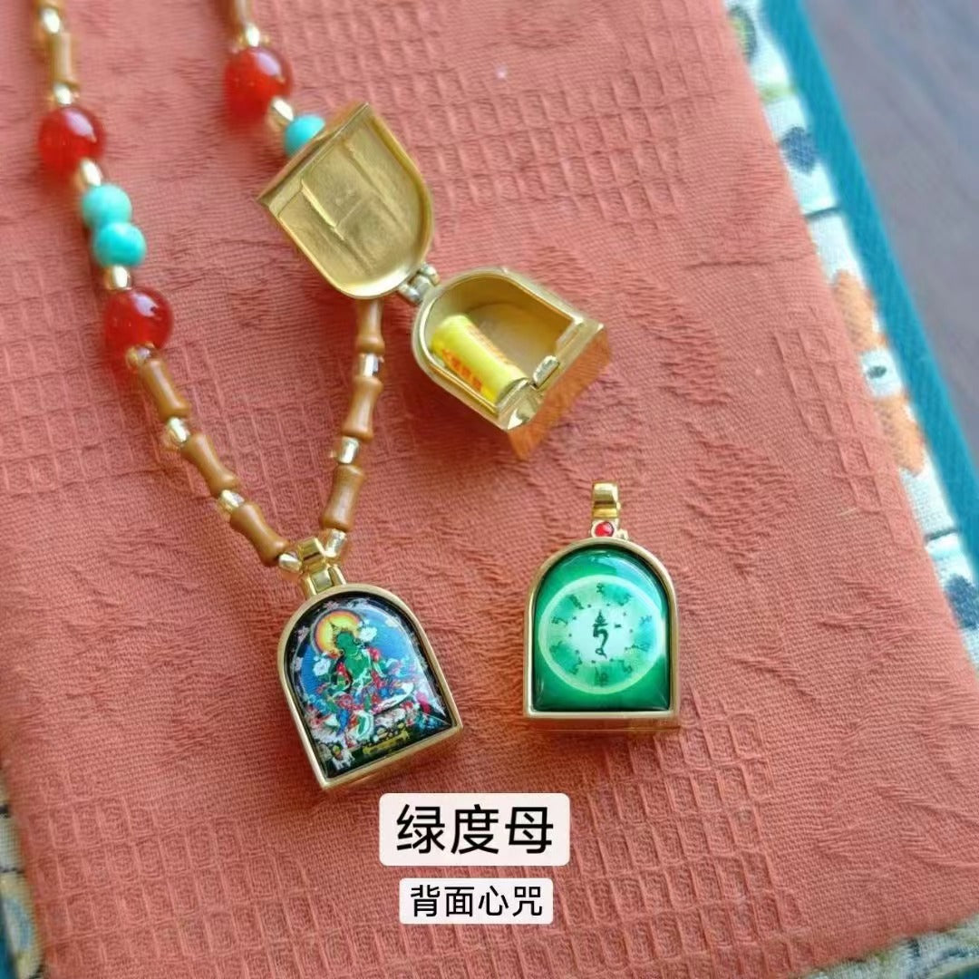 Tibetan Style Zakiram Zodiac Birth Year Buddha Necklace Thangka Gawu Box New Chinese Style Olive Stone Bamboo Knot Pendant