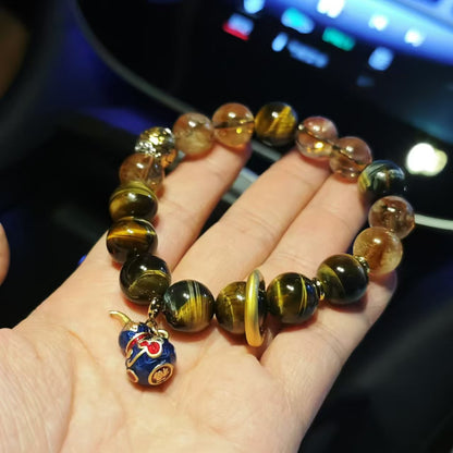 Black Mythology Sun Wukong Natural Tiger Eye Stone Bracelet Obsidian Hand Toy Bracelet Gift for Men Personalized Gift