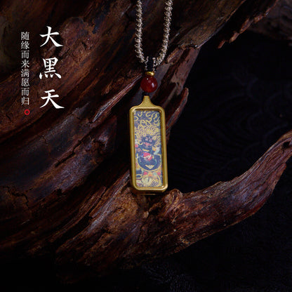 Tibetan Style Zakiram Zodiac Birth Year Buddha Hand-Painted Thangka Gawu Box Pendant Necklace for Men and Women Past Life and Current Life