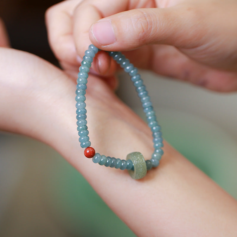 Blue Water Jade Abacus Beads Single Ring Bracelet Hetian Jade Flexible Ring South Red Accessories Hand Jewelry Lucky Lucky Bracelet
