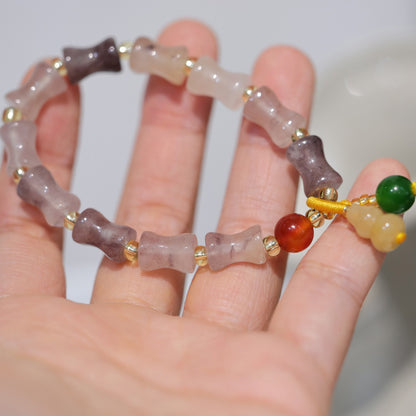 Natural Xinjiang Golden Silk Jade Bracelet for Women, High-Quality Gourd Single Circle Bracelet, Yadan Gobi Jade Ethnic Style Gift