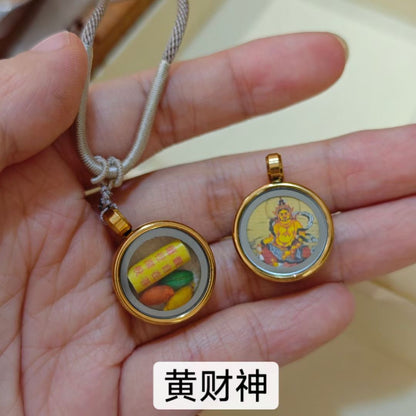 Tibetan Style Zakiram Zodiac Birth Year Buddha Hand-Painted Thangka Gawu Box Pendant Necklace for Men and Women Past Life and Current Life