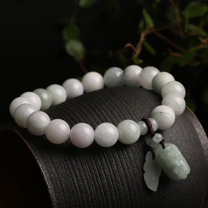 Natural Jadeite Bracelet with Pendant Pixiu Jadeite Jade Bracelet Jewelry Couple Style diy Bracelet