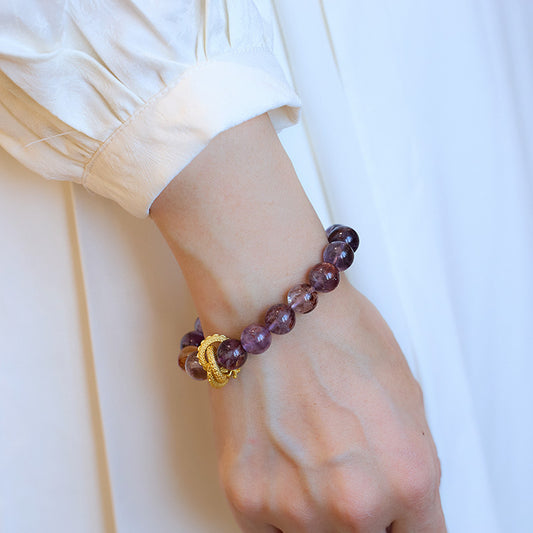 Natural Purple Phantom Bracelet for Women Purple Treasure Bowl Nine Purple Fire Good Luck Crystal Bracelet Valentine's Day Gift