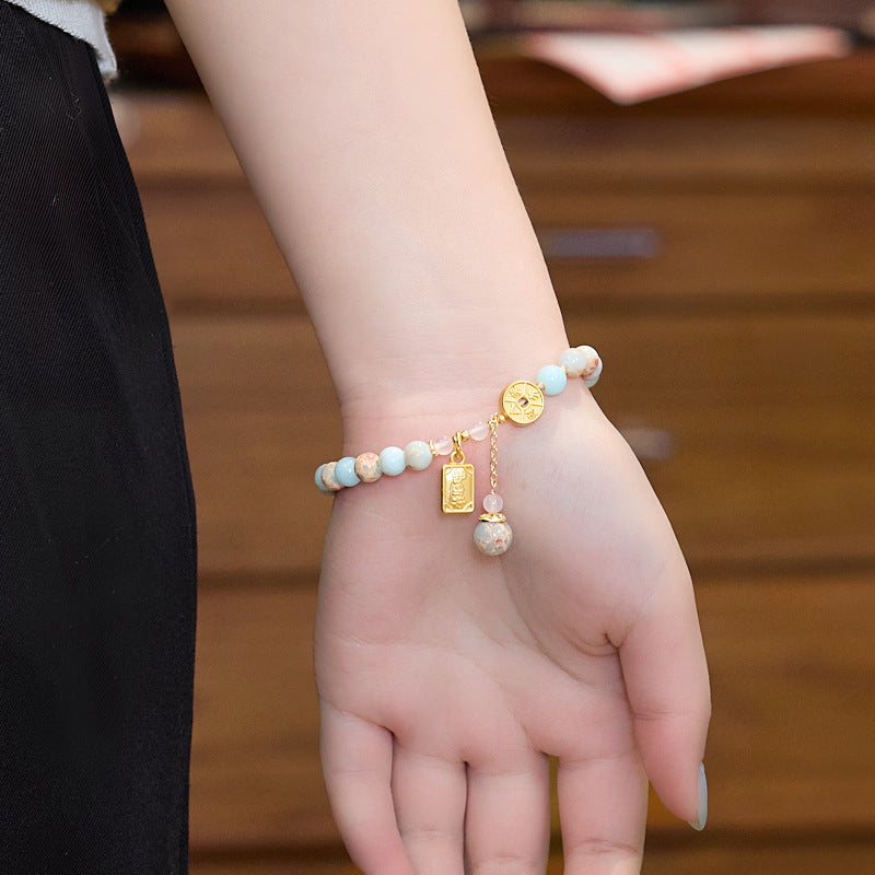 Temple6MM Shoushan Stone Bracelet Eight Directions Wealth New Chinese Zen Bracelet Stall Cultural Play Bracelet