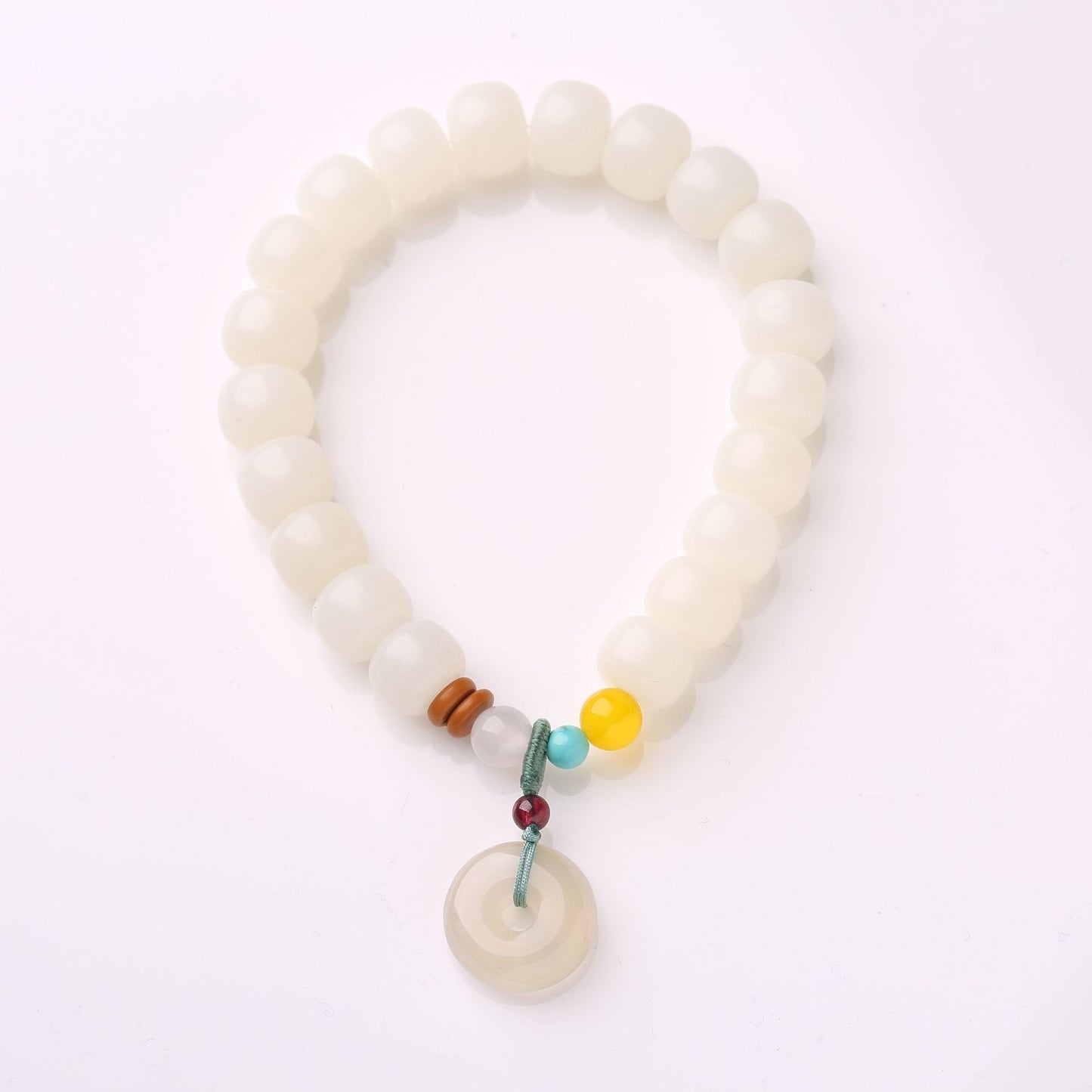 Natural Hainan White Jade Bodhi Bracelet Good Luck Peach Peace Buckle DIY Design Bracelet