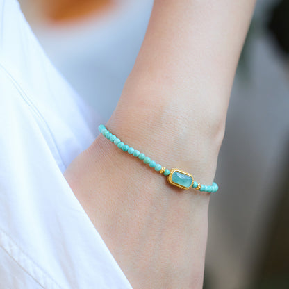 Hubei Original Mine Natural Green Pine Bracelet for Women S925Silver Inlaid Blue Water Jade Fine Texture Bracelet Gift for Girlfriend