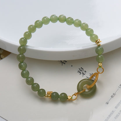 Natural6MM Hetian Jade Bracelet for Women S925Silver Interlocking High-End Jade Bracelet Best Friend Gift
