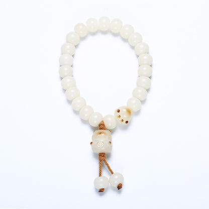 White Jade Bodhi Root Bracelet Burnt Cat Claw Bodhi Seed Bracelet High Polished Single Circle Buddhist Beads Wenwan Prayer Beads