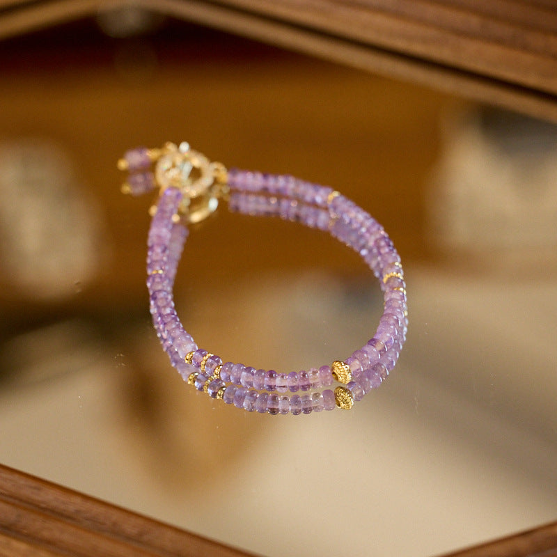 Natural Amethyst Bracelet for Women Nine Purple Fire Calculation Plate Beads OT Crystal Bracelet Gift