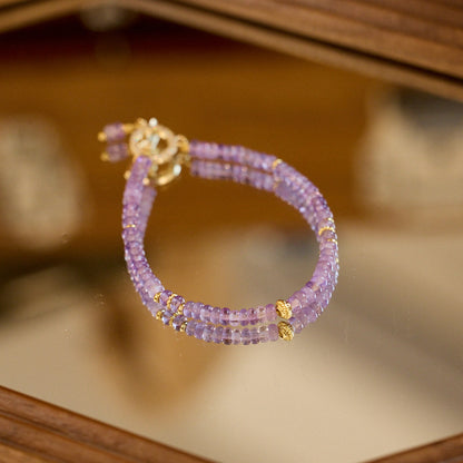 Natural Amethyst Bracelet for Women Nine Purple Fire Calculation Plate Beads OT Crystal Bracelet Gift